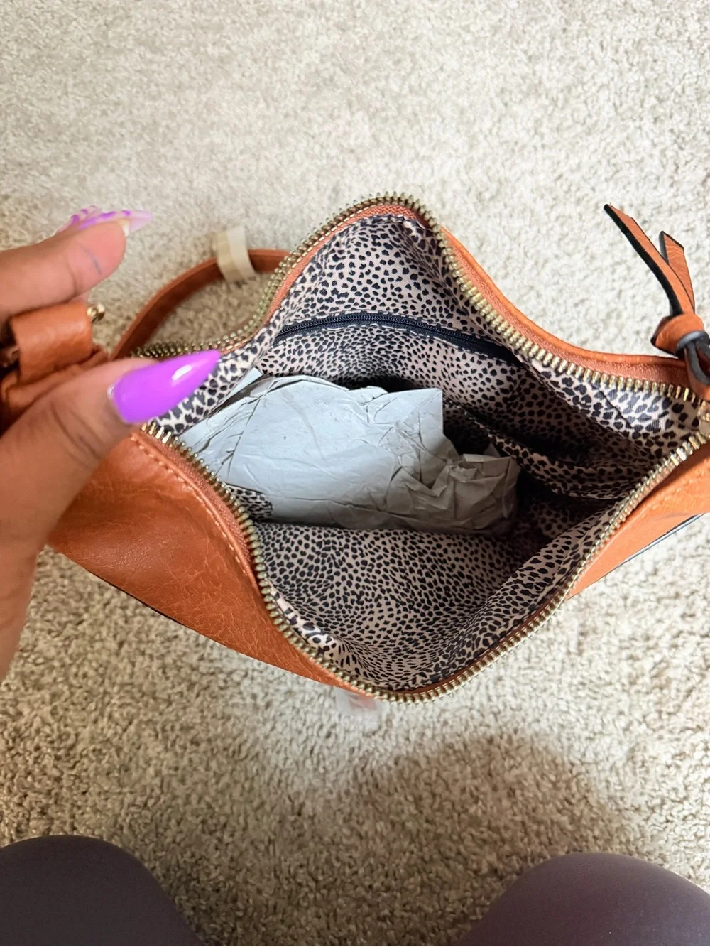 Alyssa Orange Leather Crossbody Bag - Casual Everyday Shoulder Purse